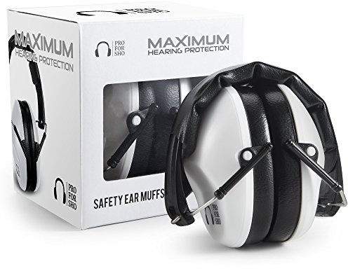 Pro For Sho 34dB NRR Hearing Protection Ear Muffs – Highest NRR Compact Design Ear Protection for Loud Events & Sensory Use (White)