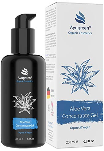 Aloe Vera Gel Puro 200ml, BIO & vegan - Concentrato Anti-età a Base di Puro Succo di Aloe Vera per Viso, Collo, Décolleté, Corpo - Cosmetici Naturali Made in Germany