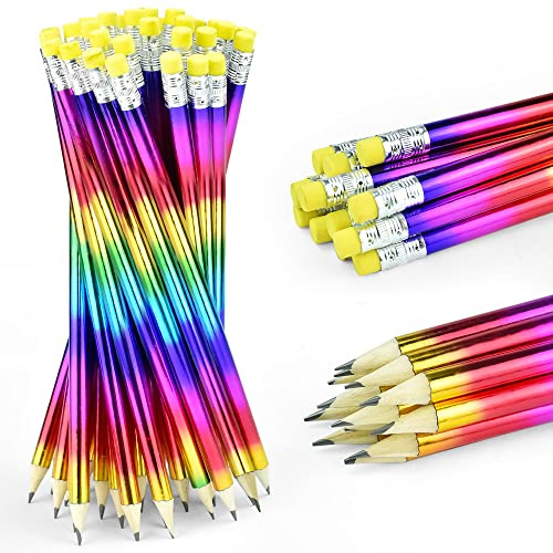XAVSWRDE 48 PCS Rainbow Pencils, HB Graphite Pencil Bright Colour | Wooden Pencils, Painting Pencil, Professional Pencils Set, with Eraser Top, for Home, Office, School, Classroom Supplies