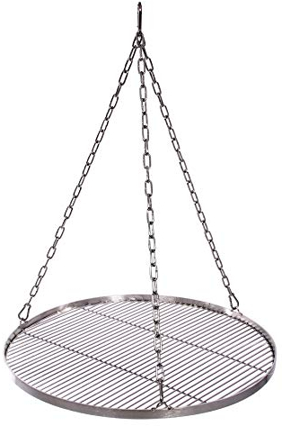 Grillrost 60 cm mit Kette Edelstahl für Schwenkgrill 3 Bein Grill Rost 10 mm Stababstand BBQ
