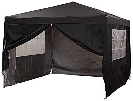 Panana 2MX2M 2.5MX2.5M 3MX3M Pop Up Gazebo Garden Party Tent With Sides Canopy Marquee (2.5mx2.5m, Black)