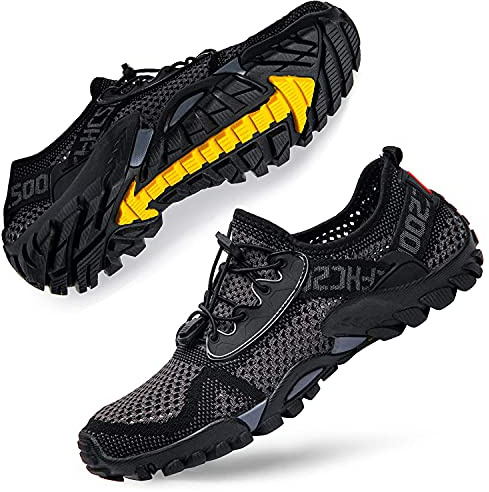 DimaiGlobal Randonnée pour Hommes Chaussures Légères Respirantes en Plein air Sandales en Maille à Séchage Rapide Plage Fisherman Chaussures Décontractées 40EU Gris