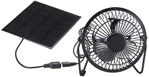 Demiawaking 5W 4 Zoll USB Solar Lüfter Kühler Luftabsauger Mini Ventilator Solarpanel Ventilator für Büro Outdoor Camping Reisen Angeln