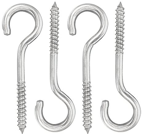 12,7 cm 4er Pack 304 Edelstahl Schwerlast Schraubhaken Ösenschrauben geeignet für Rudergestelle, Markise, Hängesessel, Schaukelstuhl, festes Kabel, Kette, Hängekorb (4er-Pack)
