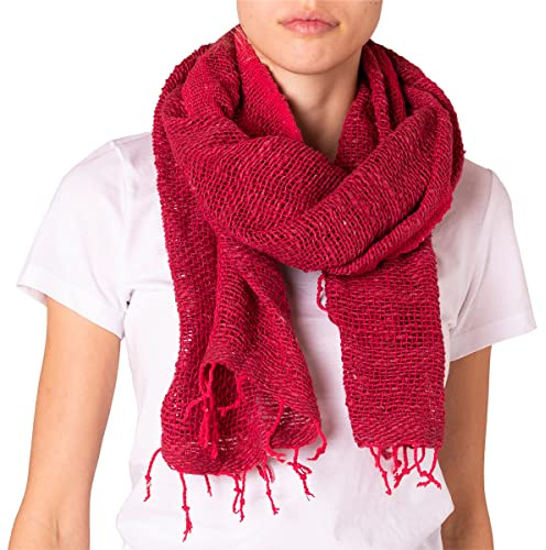 PANASIAM scarf cotton woven, bordeaux red, 165x50cm