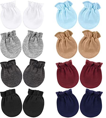 BQUBO Newborn Infant Toddler Mittens No Scratch Cotton Elastic Wrist Gloves Hypoallergenic for 0-6 Months Baby Boys Girls