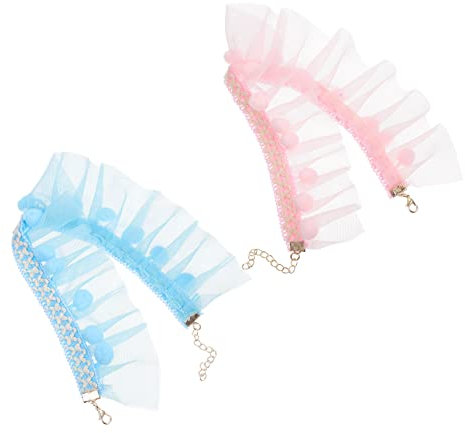 Hohopeti 2pcs Lace Design Cat Collar Adjustable Collar for Cat Decorative Lace Edging Occasions