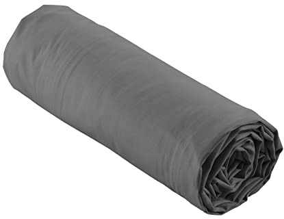 douceur d'intérieur, Spannbettlaken, 180 x 200 cm, Perkalin, Stahl, Baumwollperkal