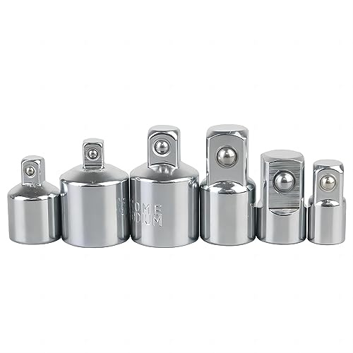 Skyzone 6 Pcs Impact Socket Adapter Reducer Set, 1/4, 3/8, 1/2 Socket Adapters, Premium Chrome Vanadium Steel Converter Kit Fits Impact Drivers, Torque Wrenches, Power Drills, Ratchets