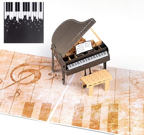 ABSOFINE Geburtstagskarte, 3D Pop Up Karte Klavier Gute Besserung Karte mit Umschlag & Nachrichtenkarte, Piano Pop Up karte Geburtstag fur Frua Mann Kinder