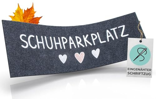 WELLMODA® Schuhparkplatz Fußmatte I genähter Schriftzug I Extra Robust I Waschmaschinen geeignet & rutschfest I Fussmatte für außen & innen I Fußabtreter 35x100 cm