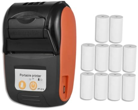 Sunydog Pt-210 Tragbarer Thermo-Belegdrucker, 58-mm-Taschendrucker für Einzelhandelsgeschäfte, Restaurants, Fabriklogistik, 10 Papierrollen | Thermodrucker für Einzelhandel, Geschäfte, Restaurants, Logistik, Orange