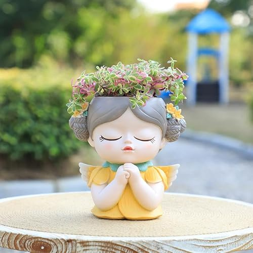 Les-Theresa Pot Fleurs en Forme Visage Fille, Pot Fleurs en Forme Tête Visage, Pot Fleur Interieur,Pot Fleurs Mignon en Forme Visage Femme Plantes D'intérieur et D'extérieur