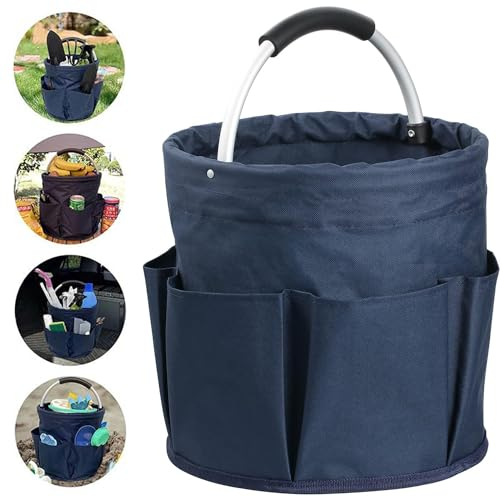 Kiswleon Contenitore per la Pulizie con Manico,17L Cestino Pulizie Pieghevole per la Pulizia,Porta Detersivi Salvaspazio,Organizer Detersivi,Organizer per Prodotti per la Pulizia