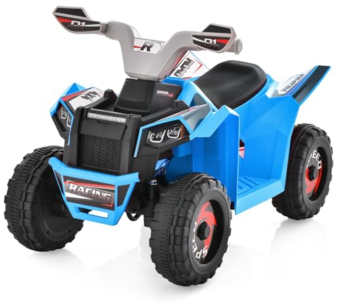 COSTWAY 6V Kinder Quad Elektro, Kinderquad mit Vorwärts-/Rückwärtsschalter, Mini ATV Elektroquad, Elektroauto für Kinder ab 3 Jahren (Blau)