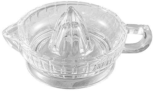 Manual Lemon Juicer Lemon Squeezer Citrus Juicer Manual Hand Squeezer with Handle and Pour Spout Clear Glass Orange Juice Extractor for Lemon Lime Home Kitchen Bar Gadget