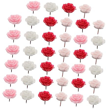 Tofficu 40stücke Blumen-Push-pins in Farbverlauf Rot Thumbtacks Für Pinnwand Korkplatte Kreative Dekorationsnadeln Für Büro Schule Zuhause