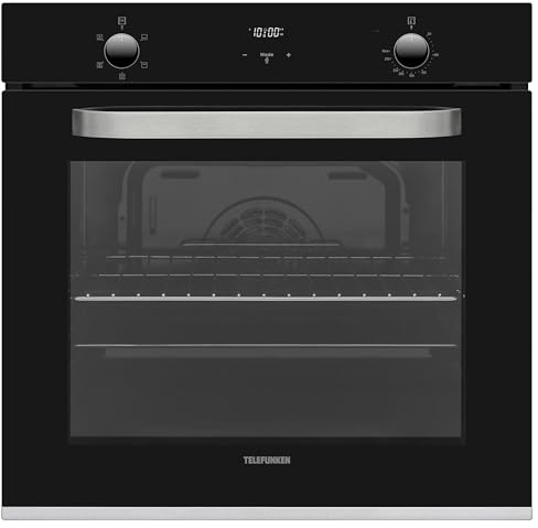 Telefunken Backofen Einbaugerät | Einbaubackofen ohne Kochfeld | Ofen autark mit 73 Liter Volumen | 60 cm | 5 Betriebsarten | Edelstahl | Umluft/Ober-Unterhitze | Einfache Reinigung | B-OV-75-A-I