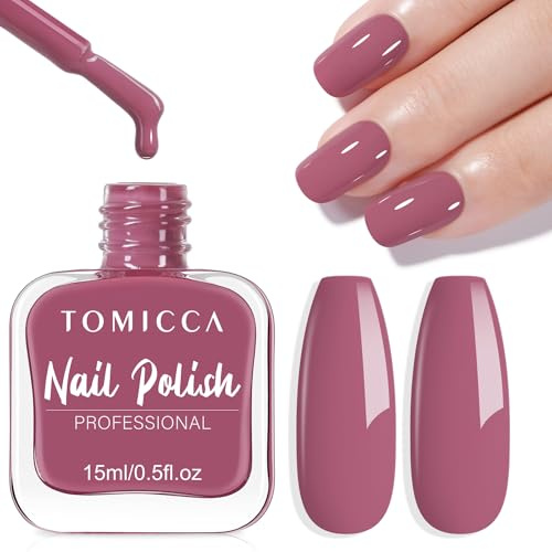 TOMICCA Nail Polish, 15ML Pink Purple Nail Polish, Breathable Vegan Soft Purple Nail Varnish Non-toxic Environmental & Healthy, DIY Manicure Decorations