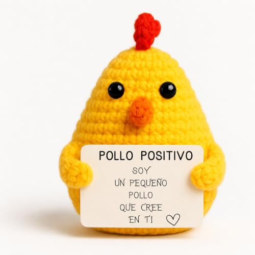 Pollo Positivo© | Regalo de Pascua | Idea Divertida & Original | Cumpleaños Niño Niña | Fiesta Amigo | Sorpresa Compañero | Crochet Motivador | Gadget Curioso | Juguete Cómico | Decoración Mesa Pascua