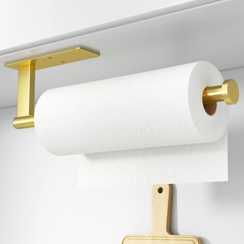 Kitchen Roll Holder Under Cabinet, Paper Towel Holder Wall Mounted, Gold