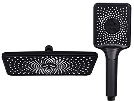Shower Set Showerhead Large Head Black Overhead Rain Waterfall Spa Douche for Bath Bathroom AccessoriesSquare (D 1PS)