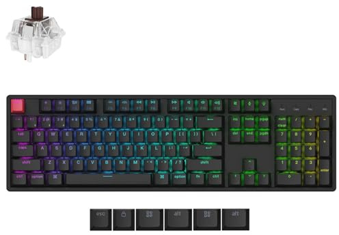 Keychron K10 QMK Wireless Mechanical Keyboard Version 2, Full Size 104 Keys Gaming Keyboard with Aluminum Frame, Hot-Swappable Super Brown Switch with RGB Backlits for Mac Windows, US ANSI Layout
