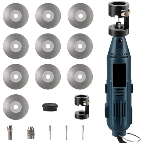 Tungsten Electrode Sharpener Grinder for TIG Welding,4 Sizes 4 Angles Tungsten Electrode Grinder Head,Versatile Multi-Angle,TIG Welding Accessories with Cut-Off Slot,10 Diamond Wheels, 3 CNC Mandrels