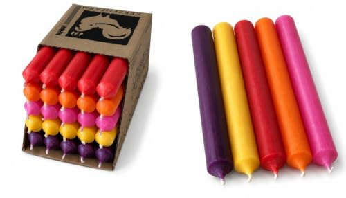 Kerzenfarm Hahn Stabkerzen Bunt Kerzenset 25 Stück - Premium Qualität Made in Germany - 22mm Durchmesser, 18cm Länge bunte Kerzen durchgefärbt - Stabkerzen pastellfarben - Tafelkerzen Set 7