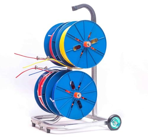 Wire Spool Rack,Reel Mobile Stand with Pulleys,Heavy Duty Cable Reel Stand Cart,Wire Distributor,Easy to Move,for Factory Warehouse Construction Site(45x45x81cm)