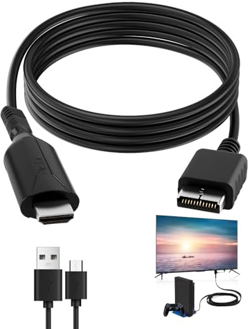 KeyQueen PS1/PS2 zu HDM Adapter, 100cm/39.3in PS2 zu HDM Adapterkabel Konverter HD Link Kabel Video Audio 720P/1080P für Spielkonsole zu TV PS1/PS2 Konsole Videokonverterkabel, Plug and Play