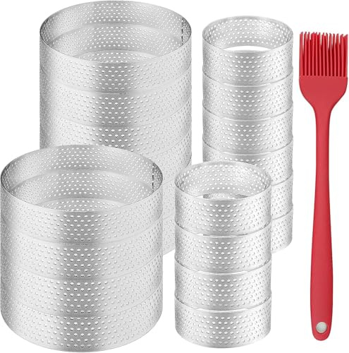 20 Pack Tart Rings, 2 Size Nonstick Round Tart Ring, Metal Pastry Mold, Baking Dessert Ring, Mousse Cake Ring for Baking Cooking Pastries (8 cm, 5 cm)