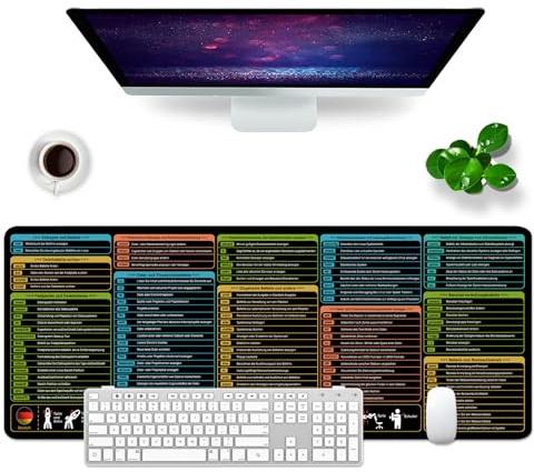 Linux Shortcuts Mauspad Deutsch Schreibtischunterlage 80x30x0.3cm Groß Gaming Mousepad XL & Desk Pad (Deutsch)