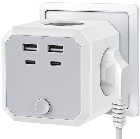 Ciabatta a cubo senza cavo, 8 prese multiple con USB C e USB A, 4000 W Cube Multipresa per presa di corrente, a cubo, per casa e ufficio