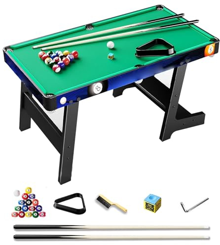ZLLPIGLS Compacto Mesa de Billar Plegable, Mesa Billar Portátil, Fuerte y Resistente Ideal para Salas de Juegos, Sótanos y Espacios de Entretenimiento(130x67x69cm/51.1x26.3x27.1in)