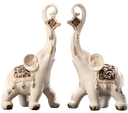 2 estatuas de elefante, escultura de animales de resina para decoración de mesa y sala de estar
