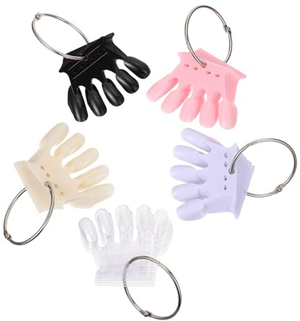 LOLIPPYY 5 pièces Présentoir Ongles Forme Couronne Nuancier Contrasté Transparent Naturel Blanc Noir Rose pour Salon Manucure Fournitures Nail Art