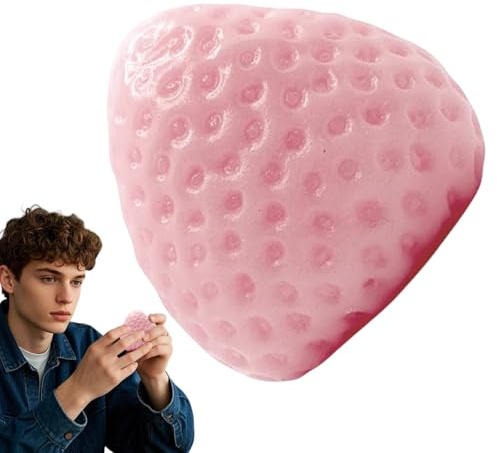Jouet Fidget Fraise – Balle Sensorielle Lente | Jouet Antistress Fraise | Décor de Bureau Stimulation Sensorielle – Jeu Souple de Pression pour Adultes Relaxation