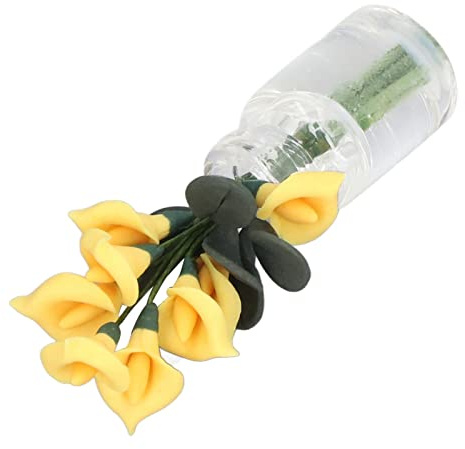 Ghzste 1:12 Fiore di casa delle bambole, vivace ed elegante, in miniatura con bottiglia di vetro, decorazione fai da te, regalo per bambini