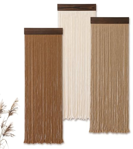 Weldomcor Macramé hilos, decoración de pared, boho, elegante, decoración del hogar, 30 x 92 cm, borlas, tapiz, moderno, hecho a mano, gran decoración de pared para sala de estar, dormitorio