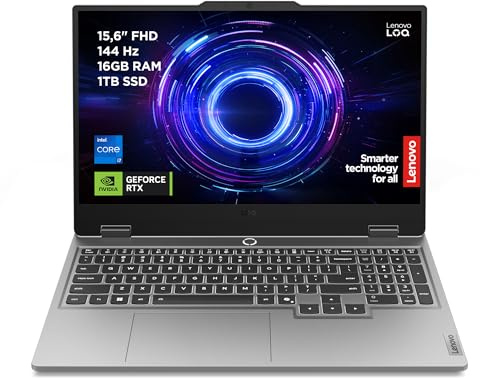 Lenovo LOQ 15 144Hz Notebook Gaming, NVIDIA GeForce RTX 5060 8GB GDDR7, Intel Core i7-13645HX, RAM 32GB DDR5, 1TB SSD M.2 2242 PCIe 4.0, FHD, Windows 11. Tastiera retroilluminata