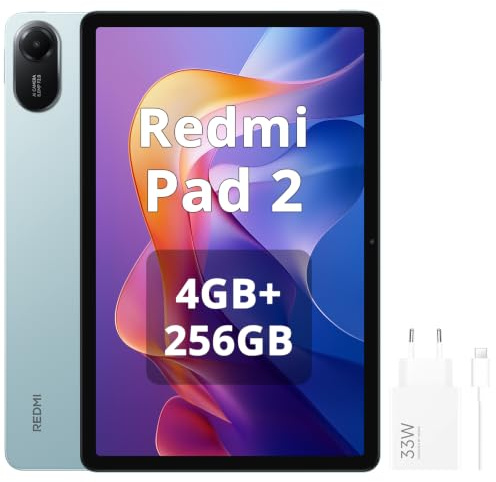 XIAOMI Redmi Pad 2 Tablet 4+256 GB, 11 Pulgadas, 2.5K, Pantalla Ultra Nítida y Enorme, Procesador Helio G100-Ultra, Batería de 9000mAh, WiFi, Verde, Incluido 33W Cargador