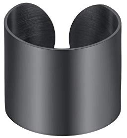 PROSTEEL Anillo Grabable 17mm Grande Ajustable Dedo Nudillo, Chunky Finger Ring Argolla Abierta Manguito Negro
