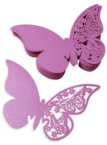 mixed24 - Tarjetas de Mesa (50 Unidades, 100 Unidades), diseño de Mariposas, Color Lila