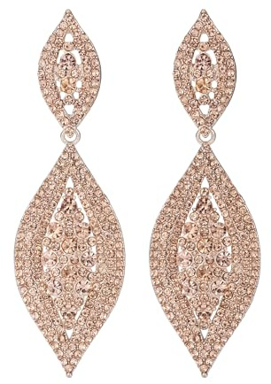 EVER FAITH Blatt Kristall Ohrringe für Damen Party Hochzeit | Charm 2 Blatt Drop Baumeln Ohrstecker