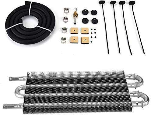 EBTOOLS pour refroidisseur essence Kit de refroidisseur d'huile de direction assistée automobile, tube et ailette refroidisseur de transmission voiture 4 rangées convertisseur de radiateur auto-manue