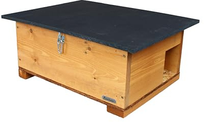 Green Feathers Eco-Friendly Wooden Hedgehog House and Hibernation Shelter - Slopped Roof And Full Wood Floor - Waterproof, Rot-Proof And Predator Proof - Outdoor Garden Wildlife Habitat