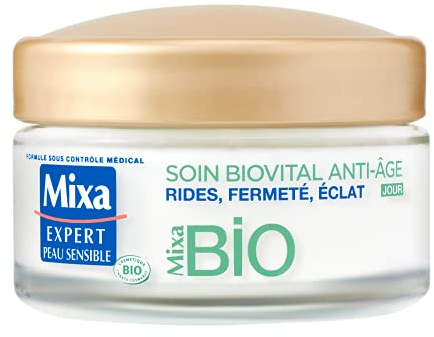 Mixa BIO - Soin Biovital Crème Anti-Âge Jour - Rides, Fermeté, Eclat - Peaux Matures - 50 ml