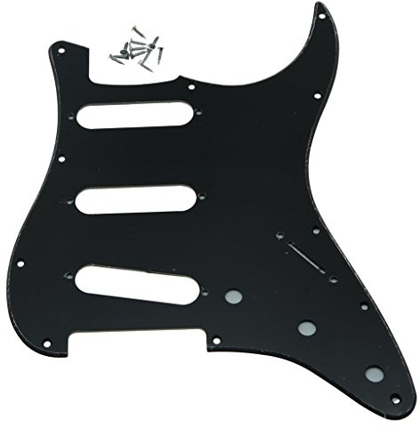 Dopro Schlagbrett für American Fender 62 Strat ST SSS, 11 Loch Vintage Pickups Gitarre Schlagbrett mit Schrauben für American Fender 62 Stratocaster Schwarz 1-lagig