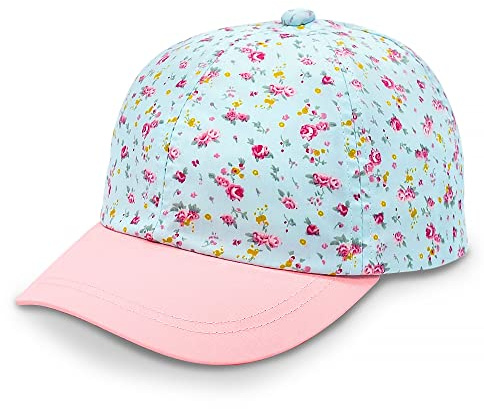 Jan & Jul Baumwoll-Sonnenhut für Baby-Mädchen, 50+ UV-Schutz, Baseballkappe (Retro Rose, 6-24 Monate)